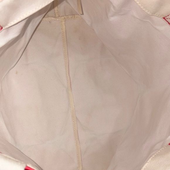 Kate Spade Red Circle Print Canvas Tote Bag with Leather Trim GUC - Picture 8 of 13